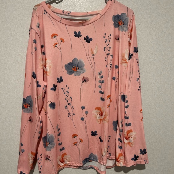 Tops - Women’s Plus Size Floral And Pink Long Sleeve Top, Easter Or Spring, Size 5XL